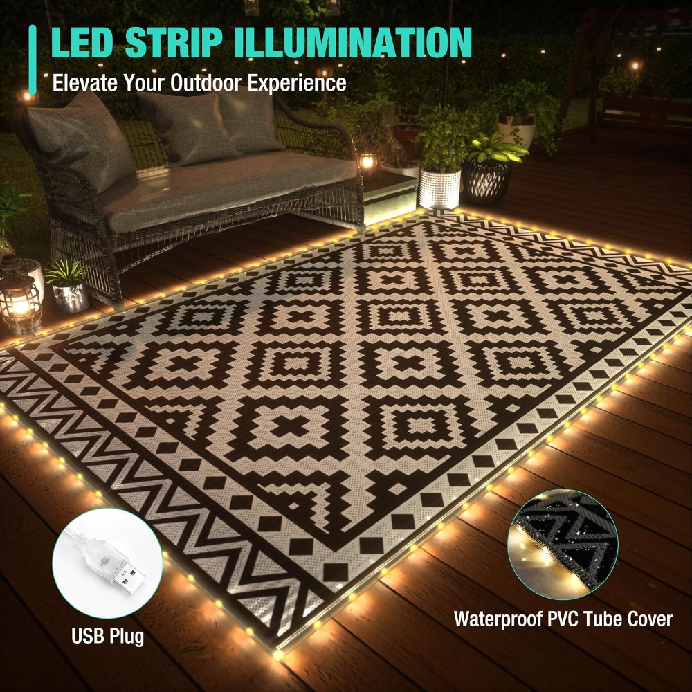 5' X 8' Outdoor Rug With LED S - Outdoor Camping Rug With Led Lights ulasan dan harga