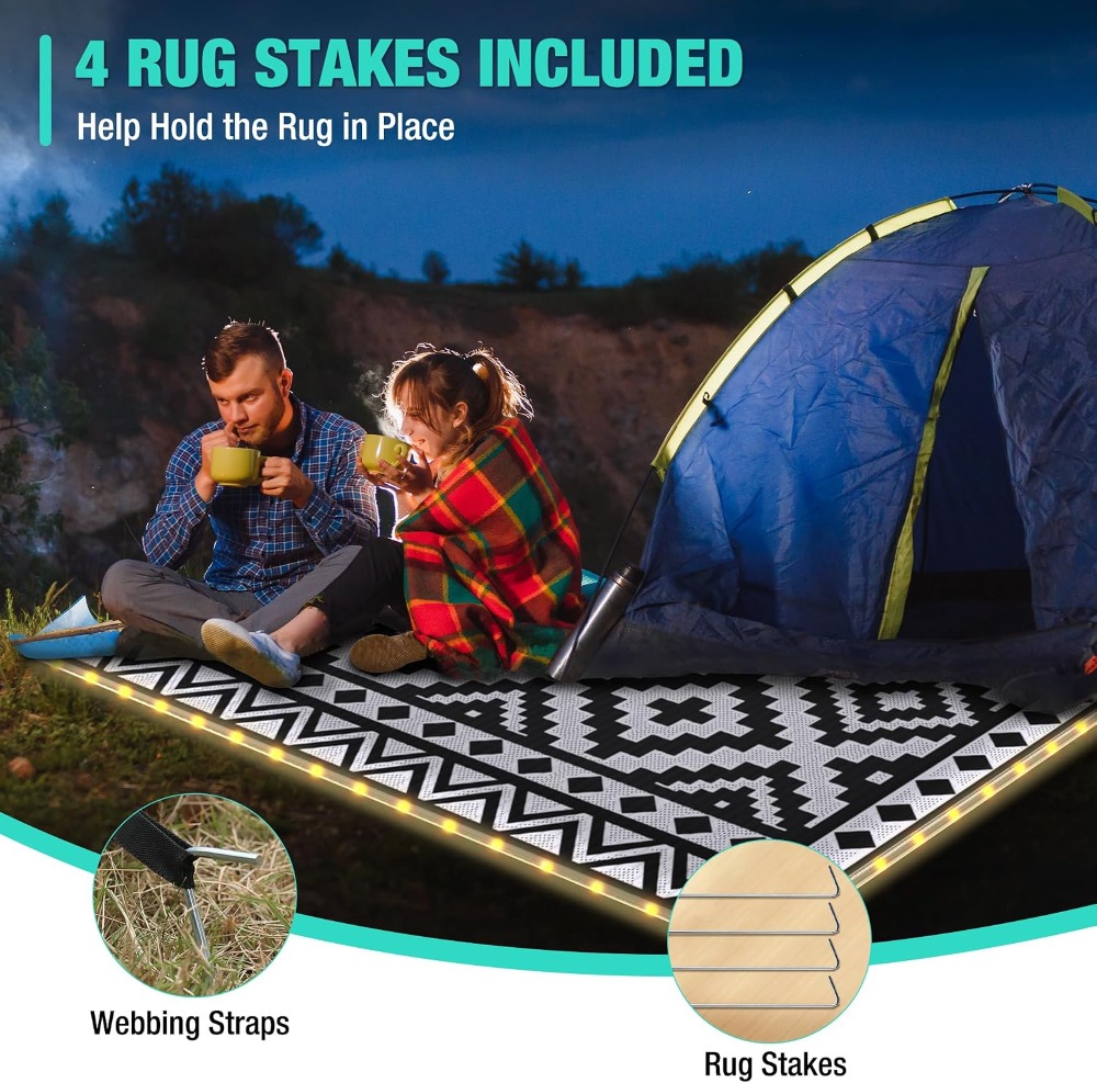 5' X 8' Outdoor Rug With LED S - Outdoor Camping Rug With Led Lights ulasan dan harga