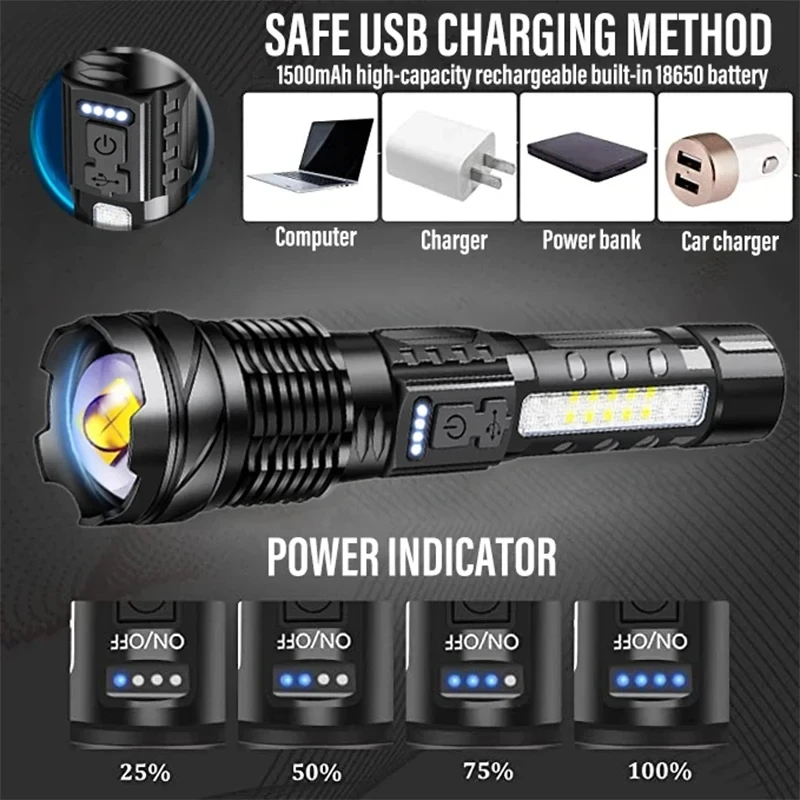 Powerful XHP50 LED Flashlight  - Outdoor Camping Adventure ulasan dan harga