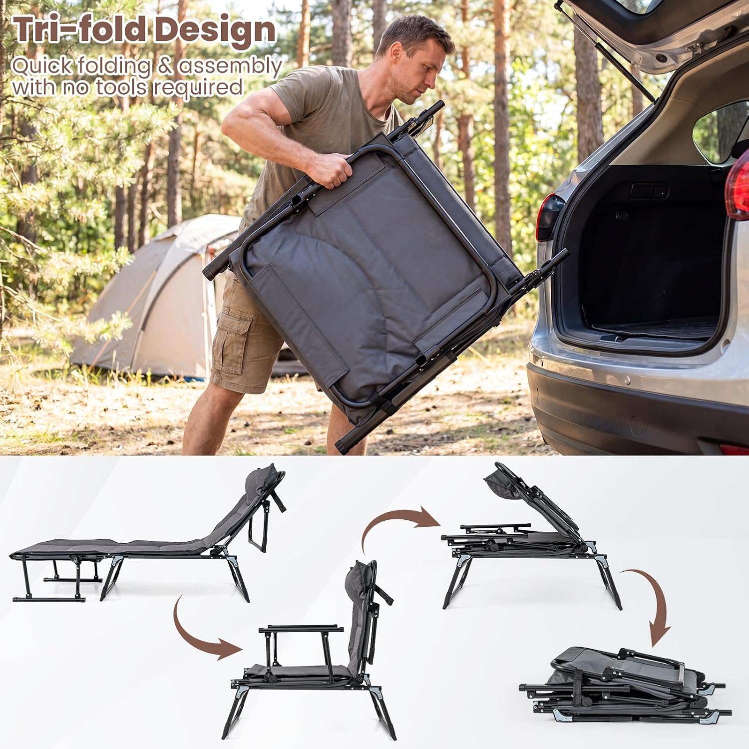 Folding Patio Lounge Chair Set - Outdoor Camping Lounge Chairs ulasan dan harga