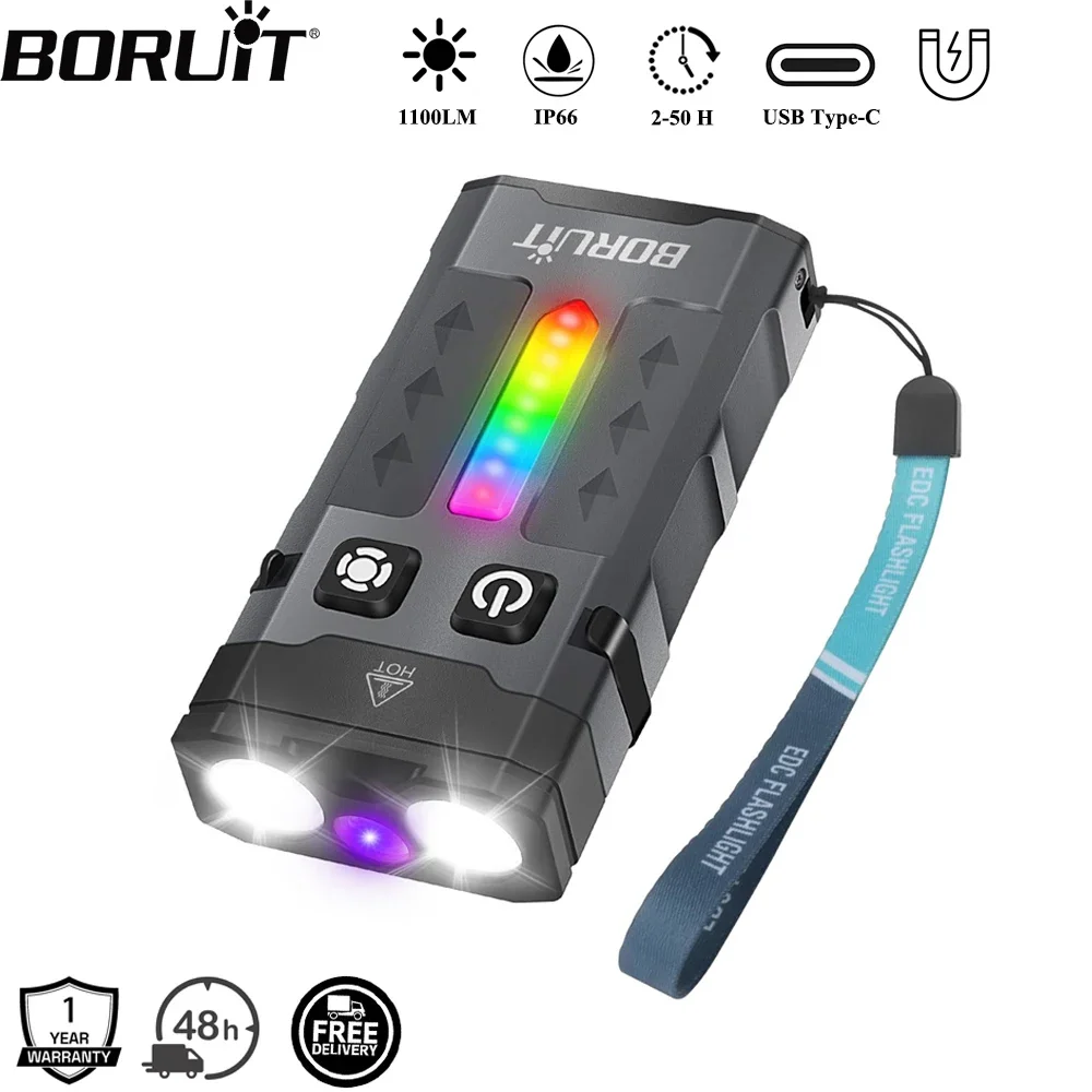 BORUiT EV20 1100LM EDC UV Keyc - Outdoor Camping Adventure ulasan dan harga