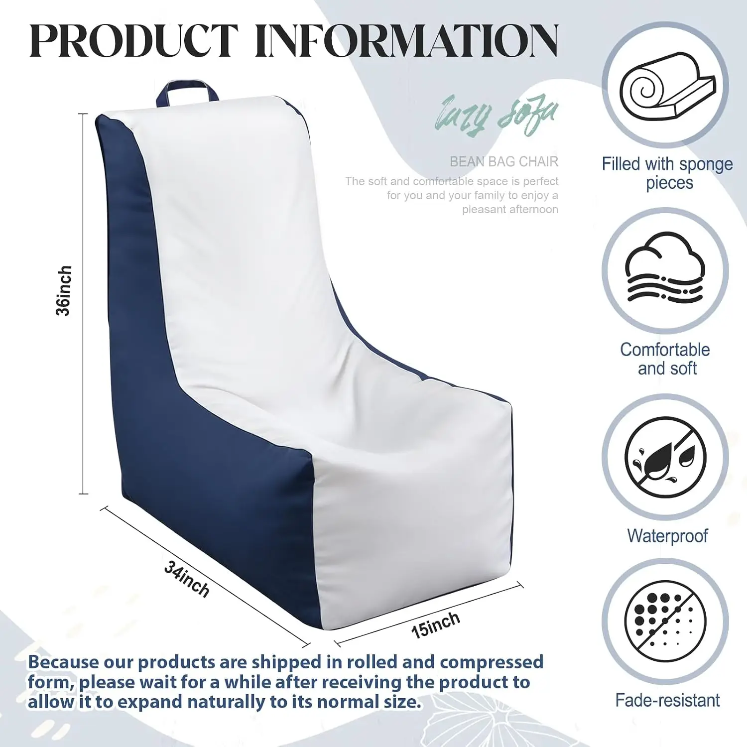 1 Pcs Boat Bean Bag Chair Loun - Outdoor Camping Lounge Chairs ulasan dan harga