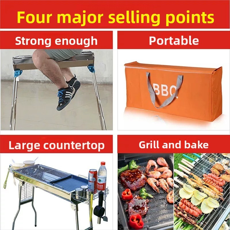 Large Folding Charcoal Barbecu - Outdoor Camping Equipment ulasan dan harga
