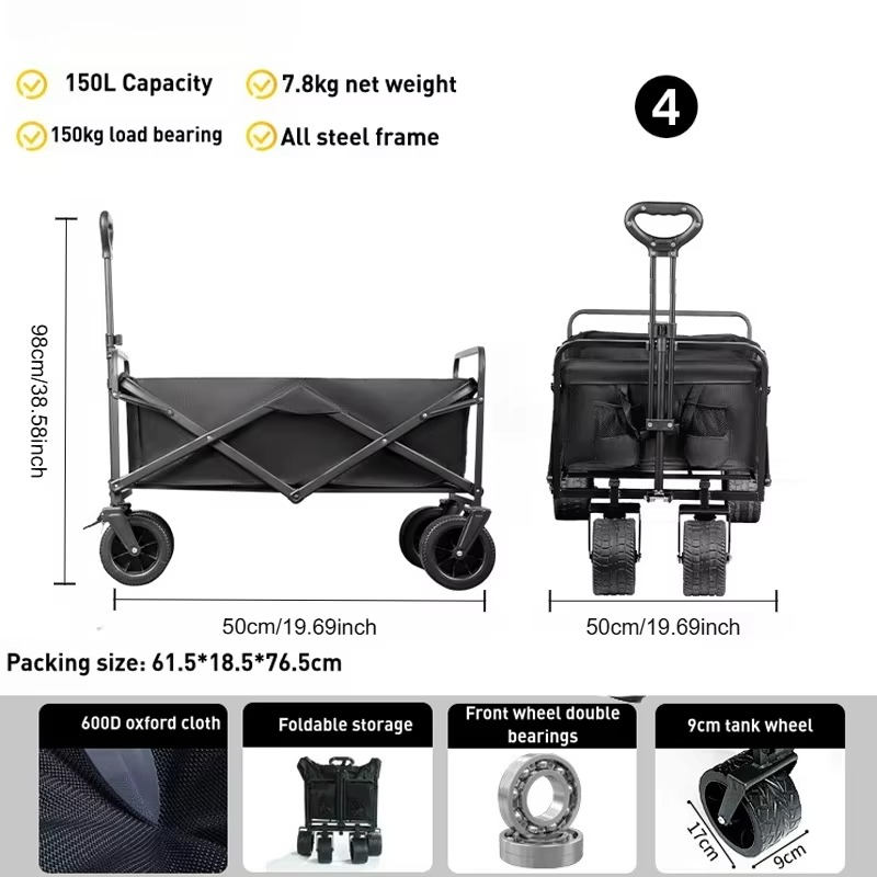 Lightweight 150L Portable Stee - Outdoor Camping Vehicle Wagon ulasan dan harga